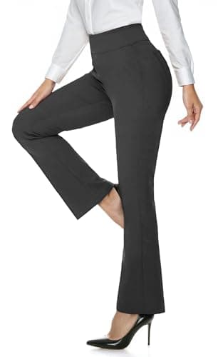 JEKAOYI Womens Dress Work Pants with Pockets High Waist Bootcut Casual Business Slacks Tummy Control Yoga Pants Dark Grey - Image 1