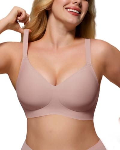 As Fairy Comfortable Bras for Women No Underwire Gel Jelly Wireless Push Up Bra Seamless Brassiere with Support and Lift Dusty Rose 38DD - Image 1