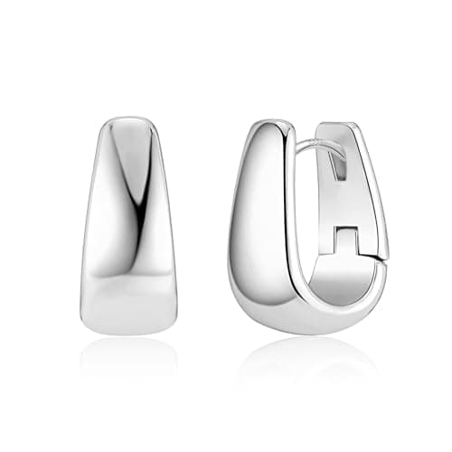 Silver Earrings Small Chunky Silver Earrings for Women Trendy Small Hoop Earrings Silver Hypoallergenic Small Thick Huggie Hoops Earing