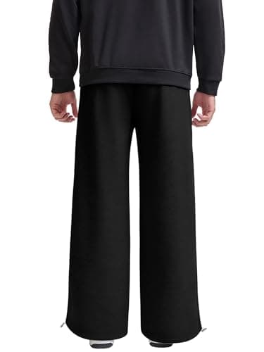 Crastimo Men Loose Oversized Cotton Sweatpants Relaxed-Fit Gym Trousers Athletic Lounge Straight Slacks Easter Valentine's Day Gift for Him Black 3XL - Thumbnail 2