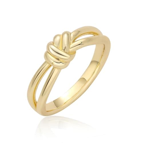 Fimewon Non Tarnish Gold Rings Dainty Promise Rings for Her Gold Simple Knot Bands Trendy Gold Jewelry Womens Gifts for Birthday Size 8 - Image 1