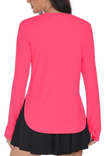 Alaroo Womens Workout Tops for Women UV Protection Shirts Fitness Clothing Hiking Gym Running Athletic Top Hot Pink S - Thumbnail 4