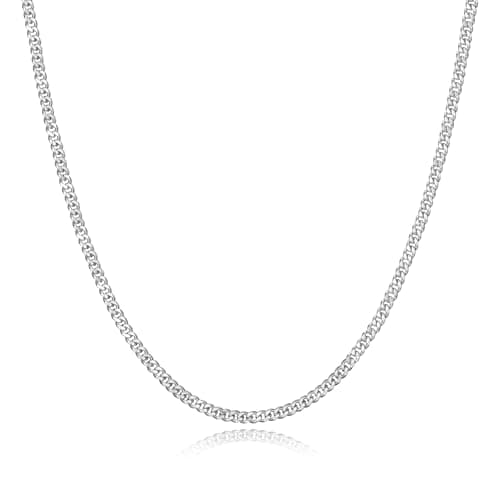 Laeclily Cuban Link Chain for Men Women Silver Necklace 3.5mm Silver Chain Stainless Steel Choker Necklaces Mens Jewelry 22 inch - Image 1