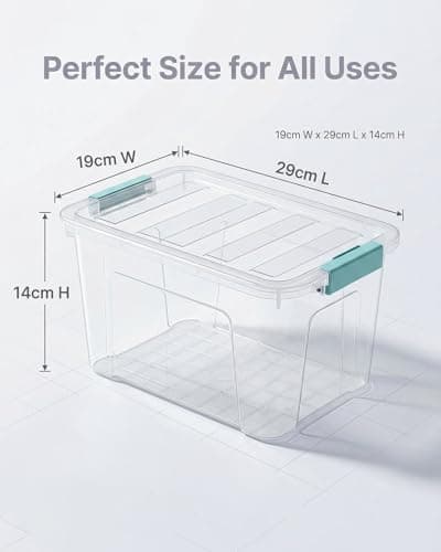 Storage Bins with Lids 6 Pack Clear Storage Containers, 7 Quart Stackable Plastic Containers with Secure Black Buckle Latch, Durable Storage Box Organizer for Pantry, Closet, Office & Classroom - Thumbnail 2