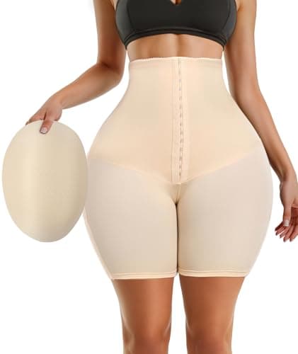 Figninget Hip Pads For Women Hip Dip Pads Shapewear Shaping Shortss Tummy Control Panties Butt Padded For Bigger Butt Beige L - Image 1