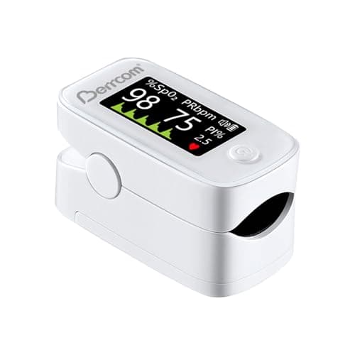 Berrcom Fingertip Pulse Oximeter with LED Display & Multi-Parameter Tracking (SpO2, PR, PI), Fast & Accurate Blood Oxygen Monitor, Includes Batteries & Lanyard (White) - Image 1