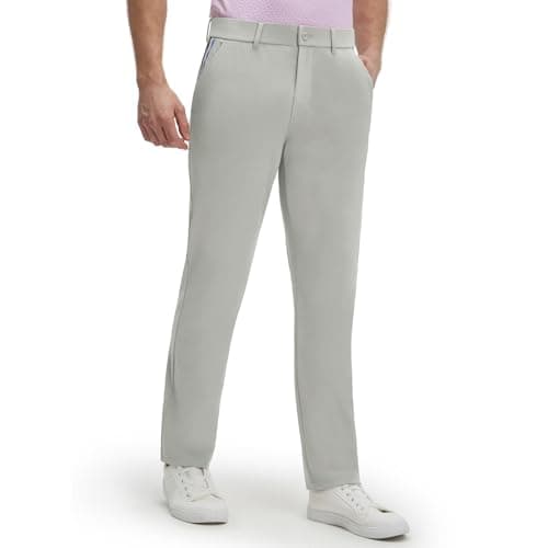 M MAELREG Mens Stretch Work Dress Pants 30"/32"/34" Lightweight Golf Pants Breathable Casual Slacks with 4 Pocket Silver Gray - Image 1