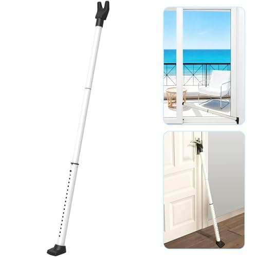 Upgraded Door Security Bar & Sliding Door Lock Bar,Door Stoppers,Adjustable Heavy Duty Door Jammer for Apartment,Home(1 Pack,White) - Image 1