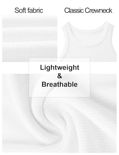 C.O.Z.Y Tank Tops for Women Ribbed Racerback Top Shirts High Neck Tank Casual Slim fit Basic Summer Tops White M - Thumbnail 6