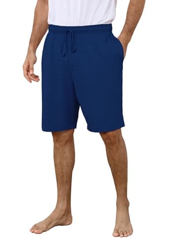 DITOK Men's Lightweight Pajama Shorts Soft Lounge Sleep Joggers Adjustable Breathable Lounge Fit for Summer Navy Blue - Image 1