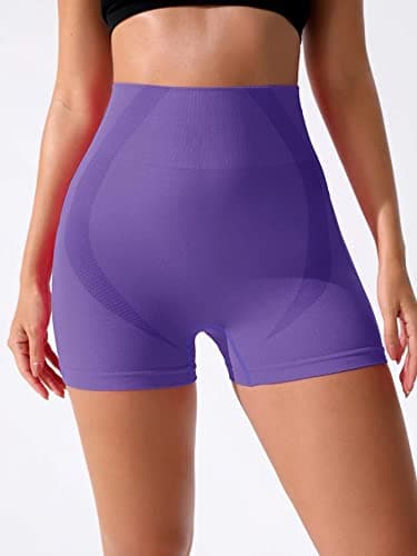 YOAKUKA Women's 4 Piece Workout Shorts Yoga Gym Seamless Scrunch High Waist Pants Athletic Control Ruched Shorts - Thumbnail 5