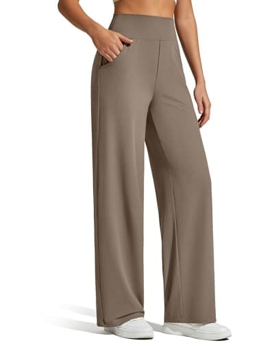 G4Free Pants for Women Stretchy Wide Leg Sweatpants High Waist Straight Leg Sweat Pants Workout Travel(Dark Brown,XXL,Petite) - Image 1