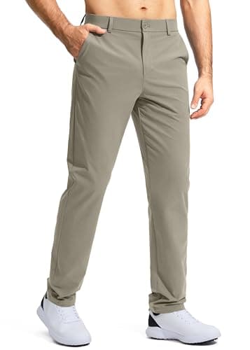 Pudolla Men's Golf Pants Work Dress Comfy Pants Casual Slacks Trousers with Pockets(Stone_Grey 36Wx32L)