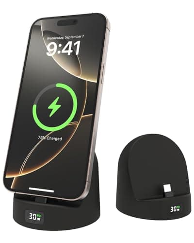 Phone Charging Stand for Samsung/iPhone15/16/17,Charger Stand with USB-C,Charging Station with LED Power Display,Charging Dock for Nightstand Black Silicone