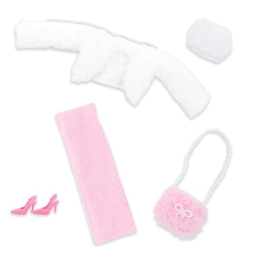 BJMOWIN 1 Set Doll Clothes and Accessories Including White Coat Hat Pink Sweater Dress Bag and Shoes for 11.5 inch Dolls, Ideal Christmas Day Gift (No Doll) - Image 1