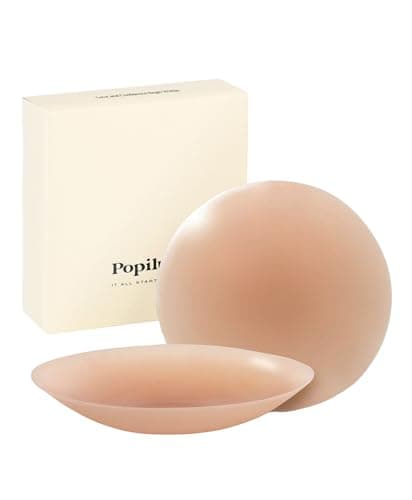 Popilush Nipple Covers for Women - Sticky Bra Reusable Silicone Pasties Waterproof with Travel Case Coco - Image 1