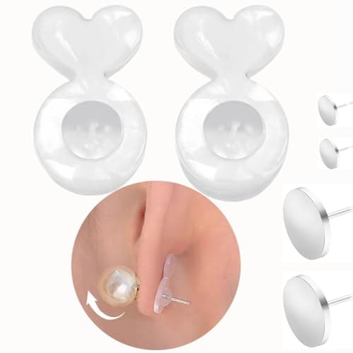 Earring Backs for Heavy Earring Support Backs 30Pcs +4Pcs Ear Studs Round Sliver and Rubber Earring Lifters for Droopy Ears Clear Earring Backs Replacements for Jewelry Bullet Earrings Back for Studs - Image 1
