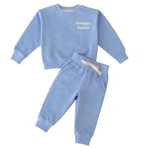 Snuggle Squad Organic Cotton Baby & Toddler Sweatsuit – 2pc Cozy Premium Sweatshirt & Jogger Set – OEKO-TEX Certfied Outfit Size: 4T, Baby Blue - Image 1
