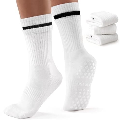 LETSHAKE Grippy Socks Woman, Pilates Socks Non Slip, Grip Socks Pilates for Yoga Ballet Workout Hospital White - Image 1