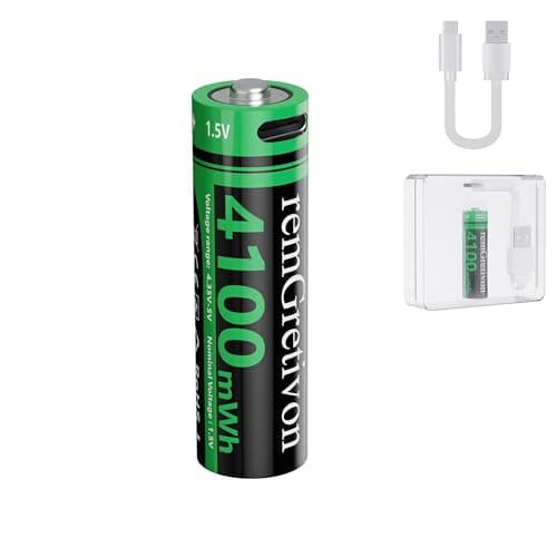 remGretivon USB Rechargeable Battery AA Lithium-ion 1 Pack with USB-A to USB-C Cable, 4100mWh, 1.5V, 1500 Recharge Cycles USB-C Lithium Battery for TV Remote, Remote Control Vehicle - Image 1