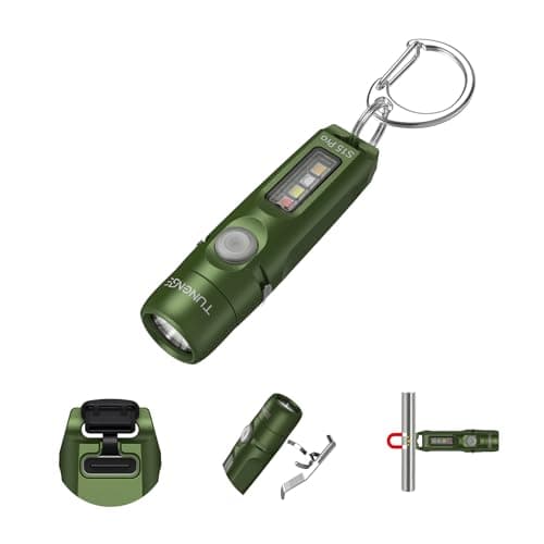 TUNENGE S15Pro Keychain Flashlight,750 High Lumen EDC Pocket Flashlight with Clip,USB C Rechargeable Mini Flashlight with Magnet,Suitable for Hiking, Camping, Repair(Green)