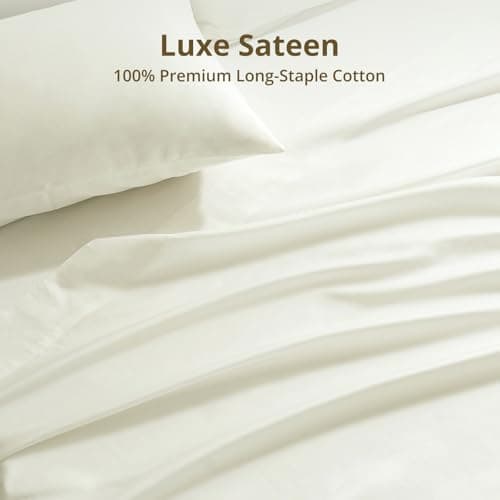 100% Egyptian Long-Staple Cotton King Sheet Set with Drawstring and 360°Elastic for Tight Fit, 4PCS 1000TC Sateen King Sheets Bed Sheet Set, 6" Deep Pocket Fits 9" to 16" Mattress, Luxury Soft - Thumbnail 6