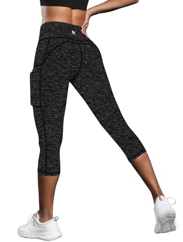 Fihapyli ICTIVE Women's Capris Yoga Pants with Pockets Running Pilates Fitness Running High Waisted Leggings Darkgray L