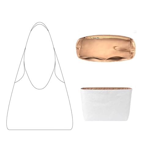 Eorakla Organizer Insert for Brooklyn 28 Bag, Lightweight Tyvek Purse Organizer with Multiple Pockets, Soft Structure Handbag Insert for Slouchy Tote (White/Brown)