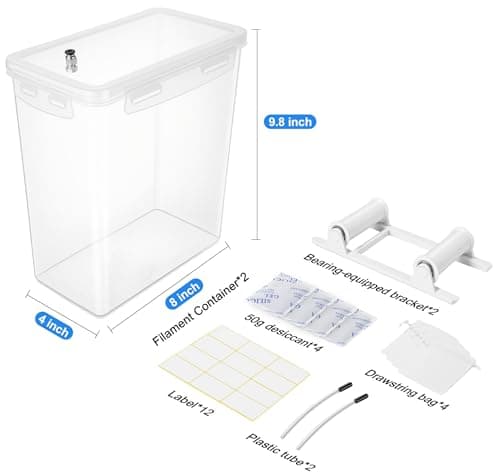 Qacoczme 3D Printing Filament Storage Box with air-Tight connectors and Filament Spool Holders - Filament Dry Box for Filaments Sealing and Protection with Desiccant & Label (5.8L,2Pack) - Thumbnail 2