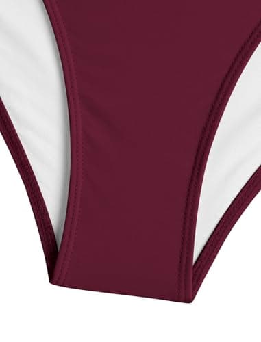 ZAFUL Women's Swimsuits Metallic Sparkly Glitter Shiny Starfish Metal Hardware High Cut Cheeky Bandeau Bikini Set Swimwear (Plum Pie XS) - Thumbnail 6