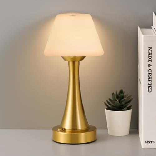 URLIGHTS Waterproof Rechargeable Table Lamp for Shower & Outdoor, Cordless Touch Dimmable Nightstand Lamp with 3 Light Colors, Portable LED Light for Bedroom, Patio, Camping & Bar (Copper) - Image 1