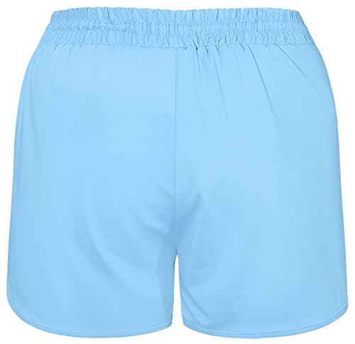BLEVONH Yoga Shorts for Women,Double Layer Activewear Shorts Inner Tights Ladies Waist Tie Basketball Training Short Womens Plus-Sized Outdoor Performance Clothes Blue 2XL - Thumbnail 2