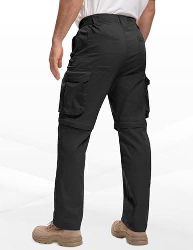 AOHIKE Men's Convertible Pants Lightweight - Outdoor Zip Off Breathable Hiking Pants Men for Fishing Travel Safari, Black - Thumbnail 6
