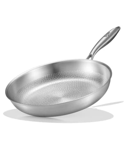 VocVoi Titanium Pans for Cooking Non Stick,12" Butter Warmer, Uncoated Hammered Titanium Pro Pan, PFAS Free Cookware, Induction & Oven-Safe - Image 1
