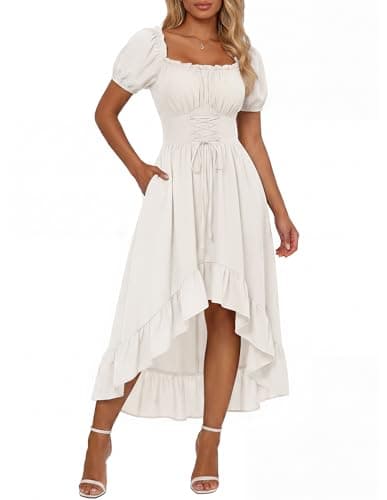 Scarlet Darkness Renaissance Costume Women Corset Dress Fairy High Low Summer Dresses White L - Image 1