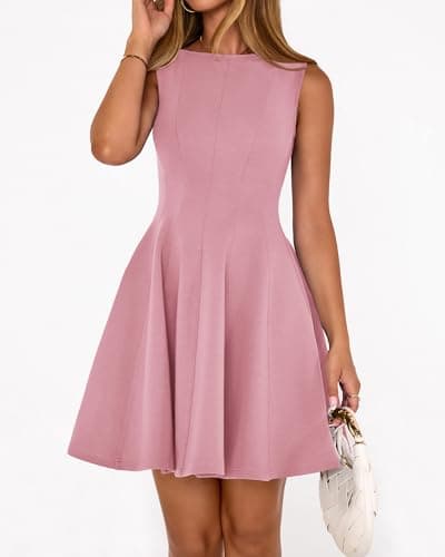 BTFBM Summer Dresses for Women 2026 Elegant Classy Formal A Line Sleeveless Party Cocktail Mini Dress Fashion Clothing(Pink, Large) - Thumbnail 3