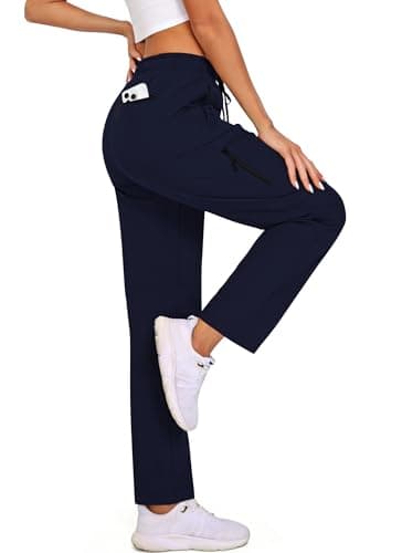 Hiking Pants Women Water Resistant UPF 50 Lightweight Quick Dry Cargo Travel Pants with 5 Zipper Pockets QYY25038 Navy Blue XXL - Image 1