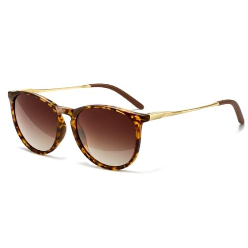 SUNGAIT Original Design Trendy Sunglasses Polarized Vintage Round Classic Retro Style for Women and Men (2025 Leopard Frame/Brown Gradient Lens) - Image 1