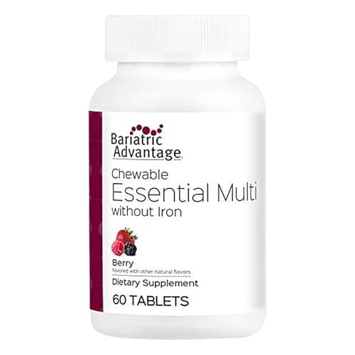 Bariatric Advantage Chewable Essential Multivitamin Without Iron - 200 DV of Key Nutrients - Trace Mineral Support* - Multivitamins for Bariatric Patients - Berry - 60 Count - Image 1