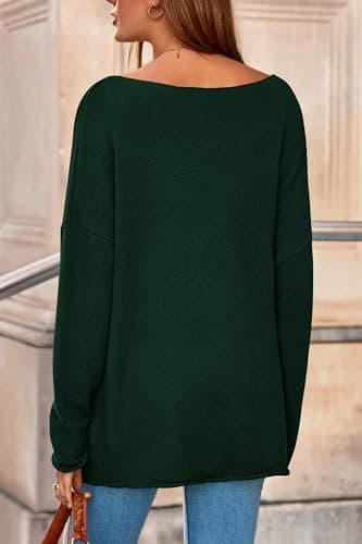 PRETTYGARDEN Women's Oversized Sweaters 2026 Casual Long Sleeve Scoop Neck Pullover Tops Loose Cozy Knit Spring Outfits(Dark Green,X-Large) - Thumbnail 5