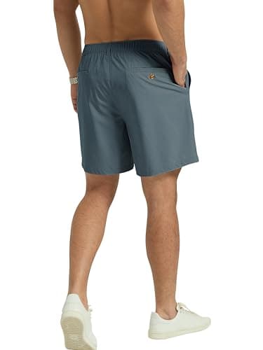 Arcweg Mens Casual Shorts 6 inch Inseam Stretch Golf Shorts Water Friendly Active Hybrid Shorts Regular Fit Slate Blue - Thumbnail 4