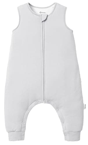 PATPAT Baby Wearable Blanket with Legs(Sleep Sack), Bamboo Viscose,1.0 TOG for Baby Walkers,Sleeveless,2-Way Zipper & Snaps,Breathable & Soft,Year-Round,Light Gray,6-12 Months - Image 1