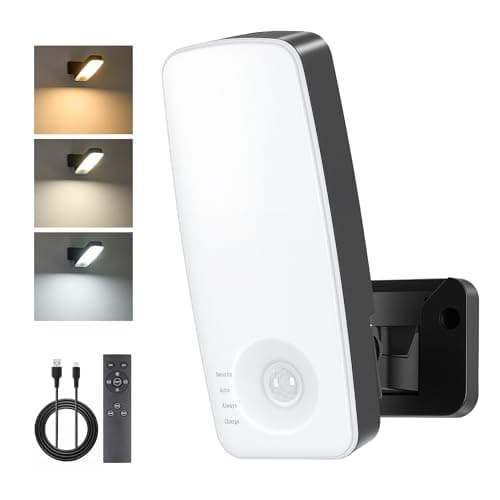ROVEXO Wireless Motion Sensor Outdoor Light, 10000mAh Rechargeable Battery Wall Light,3-Mode,3CCT Dimmable, Outdoor Security Light with Remote, IP65 Waterproof for Yard Garage Pathway,Fences(1PK) - Image 1