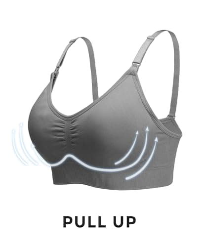 Stelle Nursing Bras Maternity Bra for Breastfeeding Pregnancy Wireless Bralette with Pads, Extenders (Black+Gray,XL) - Thumbnail 4