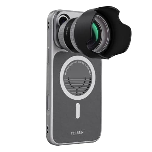TELESIN 2X Telephoto Master Lens for iPhone 17 Pro Max with Hood, 105mm Authentic Portraits, 200mm Equivalent Optical Telephoto Extender, APP Pro EIS for Wildlife/Sports/Concert Portrait Photography