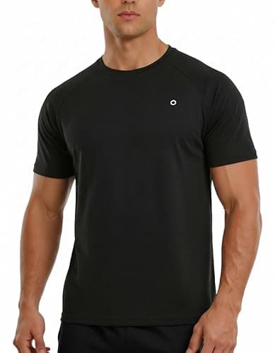 PATPAT Workout Shirts for Men Quick Dry Workout T-Shirts Summer Short Sleeve Running Tops Loose Athletic Wear, Black, XL - Image 1