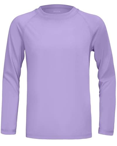 Boys UPF 50+ Rash Guard Swim Shirt, Kids Youth Long Sleeve Sun Protection UV Rashguard Shirts for Water Surfing Beach Purple - Image 1