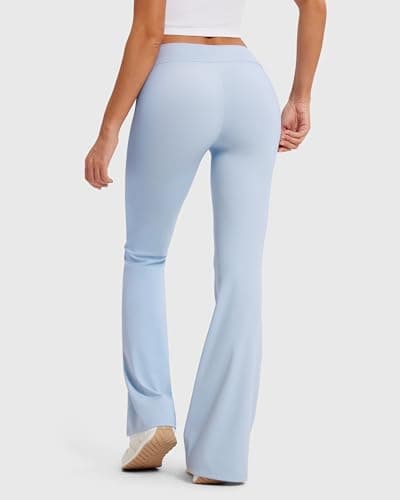 MOOSLOVER Women Bootcut Flare Yoga Pants Drawstring High Waist Pilates Leggings Stretch Butter Soft Active Pant(XL,Light Blue) - Thumbnail 2