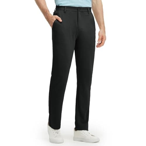 M MAELREG Mens Golf Pants with Pockets Stretch Regular Fit Business Casual Water-Resistant Work Dress Pants for Men Black