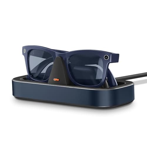 Charging Station for Meta Ray-Ban Glasses - Wayfarer, Skyler, Headliner & Oakley Meta HSTN Charger with LED Indicator (Blue)